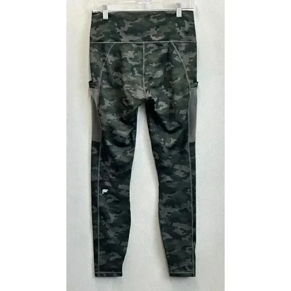 Fabletics Women's Sz 7/8 Medium On the Go‎ High Waisted Charcoal Camo Legging